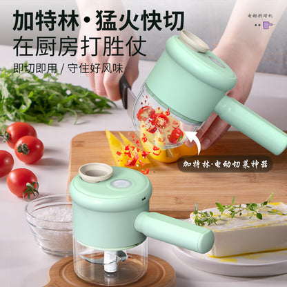 New Gatling Vegetable Cutter Household Electric Garlic Cutter Automatic Slicer Garlic Cutter Artifact Multifunctional Vegetable Chopper